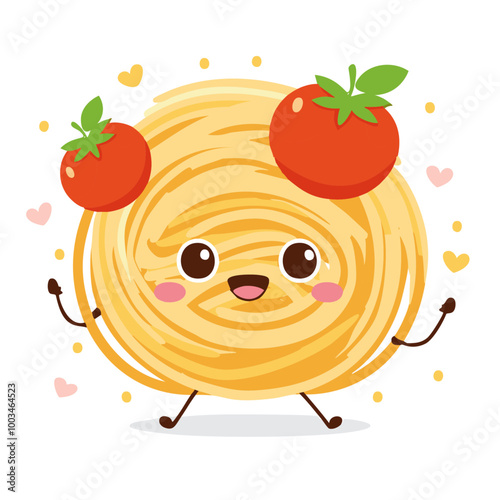 Spaghetti Pasta Food Eat Meal Cuisine Animation Kawaii Character
