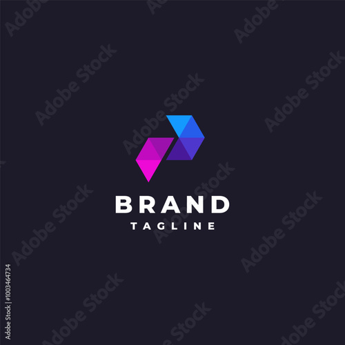 Colorful Letter P Mosaic Triangle Logo Design. Triangle Letter P Colorful Minimalist Modern Logo Design.