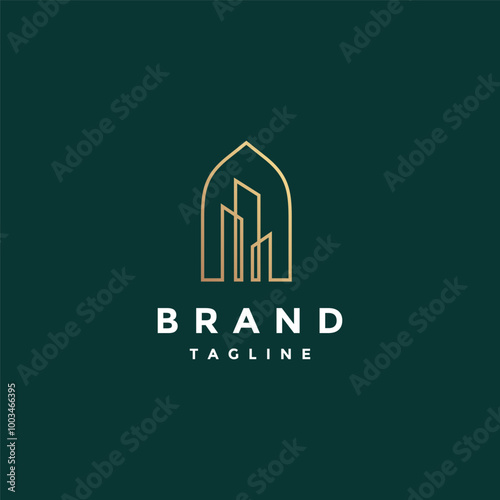 Simple City Dome Lines Logo Design. City Lines Inside Dome Logo Design.