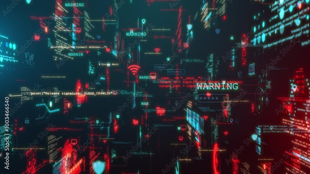Network Security Hacking Ransomware Alert Malware Threat Data Protection