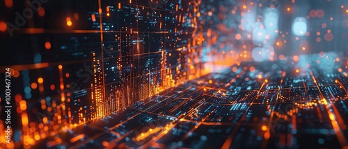 Wallpaper Mural Abstract digital art with glowing lines and particles. Torontodigital.ca