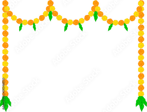 marigold flowers garland toran Indian decoration garland for festivals 