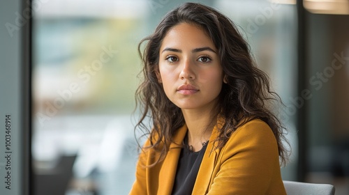 Thoughtful Young Woman with Natural Hair in Office Setting Free Download Thoughtful Young Woman with Natural Hair in Office Setting - GFXLoad