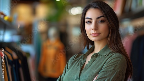 Confident Young Woman in Stylish Boutique Setting