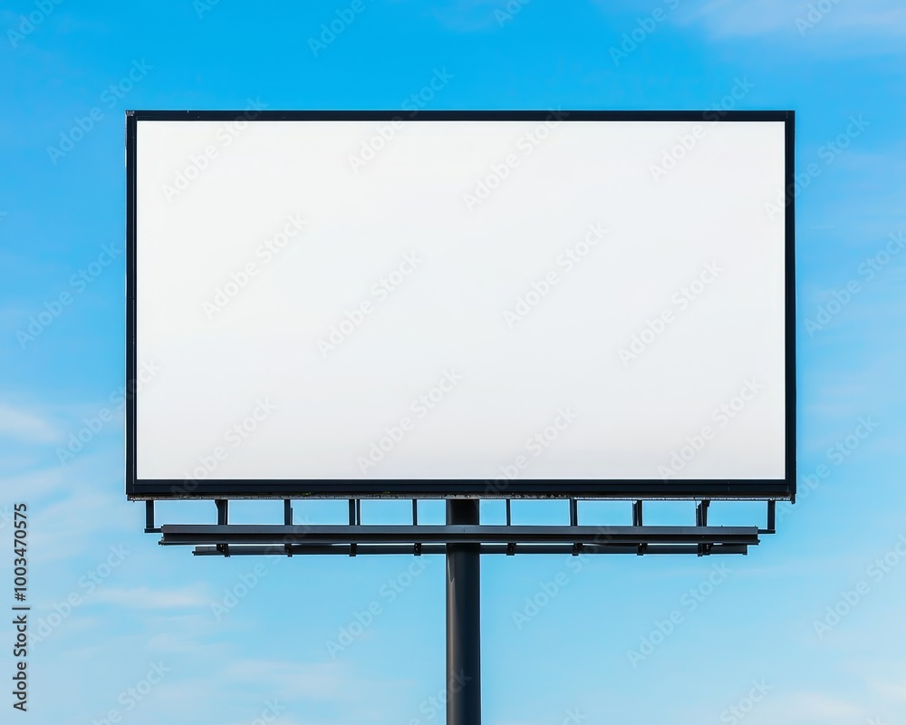 Blank billboard sign against a clear blue sky, advertising space available. Blank billboard sign against a clear blue sky, advertising space available.