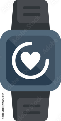 Smart watch showing heartbeat rate icon, heart rate monitor, health tracker concept