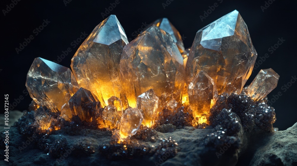 A mysterious mineral emitting a soft light from within, its crystalline forms shimmering in the low light. Realistic, very detailed A mysterious mineral emitting a soft light from within, its crystalline forms shimmering in the low light. Realistic, very detailed