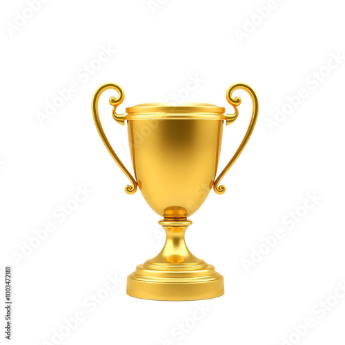 First place gold trophy cup, winner of the competition, celebration sports winner awards, isolated on transparent background