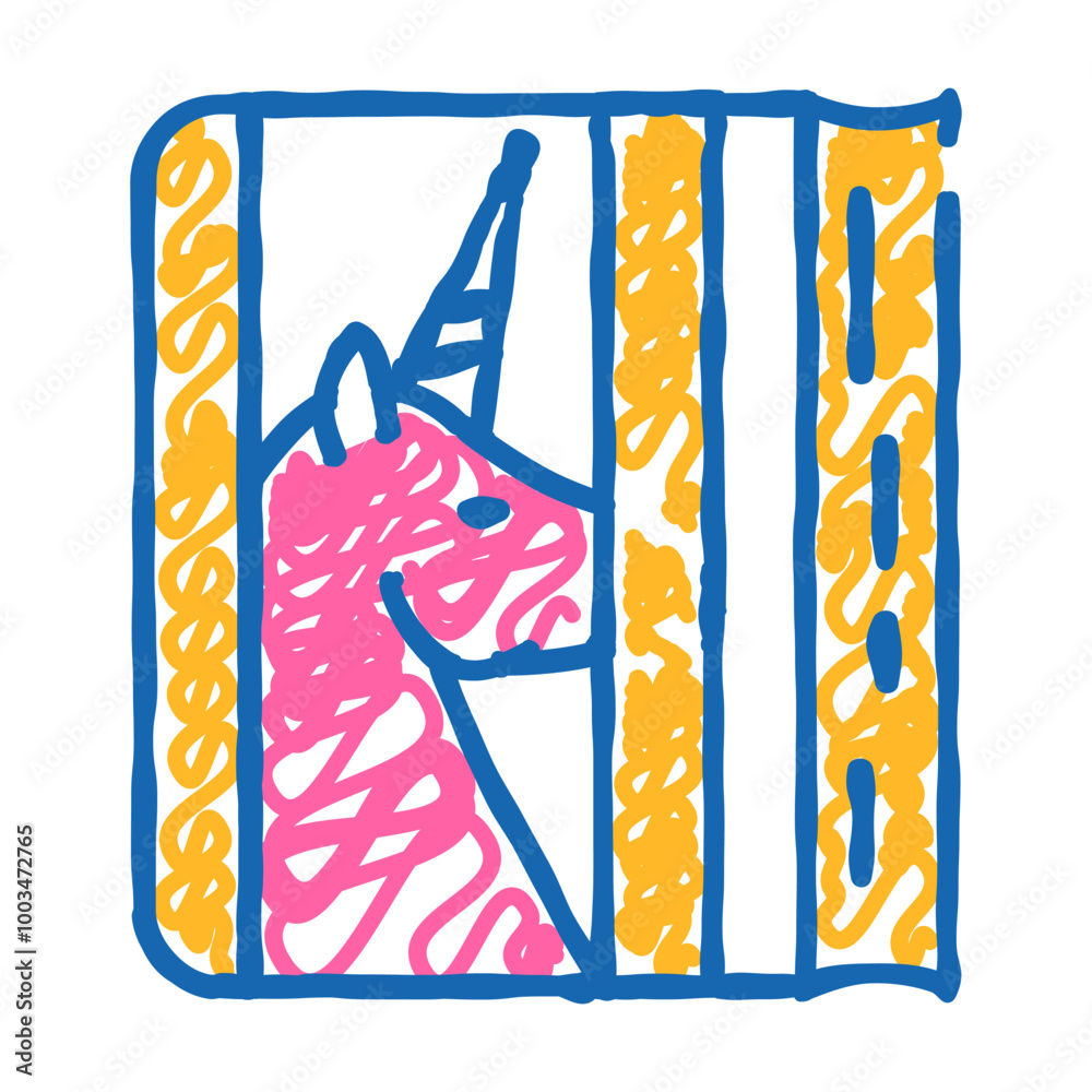 Fototapeta premium diary with unicorn doodle icon sketch vector. diary with unicorn sign. isolated symbol illustration