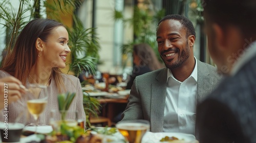 Joyful Moment at a Stylish Restaurant