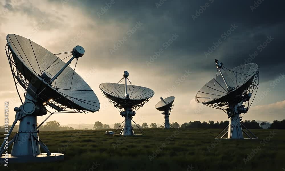 Global communication technology with satellite dish Global communication technology with satellite dish