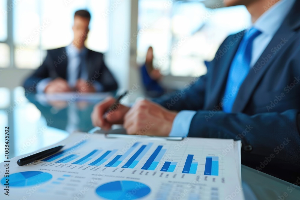Business Meeting with Charts and Analysis