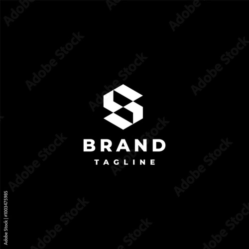 Geometric Hexagon Letter S Arrow Up Down Logo Design. Up Down Arrow Icon Forms Letter S Logo Design.