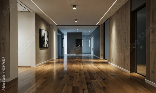 Corridor hallway and design architecture in home with empty space wooden floor