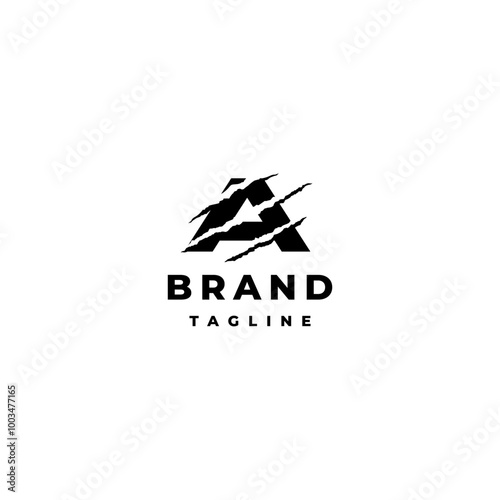 Letter A Torn by Wild Animal Claws Logo Design. Initial Letter A With Beast Claws Logo Design.