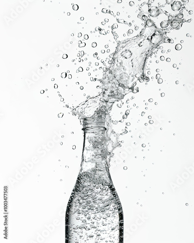 Obraz na płótnie Dynamic water spill; transparent liquid, scattered droplets, fluid motion in diffused light. w salonie