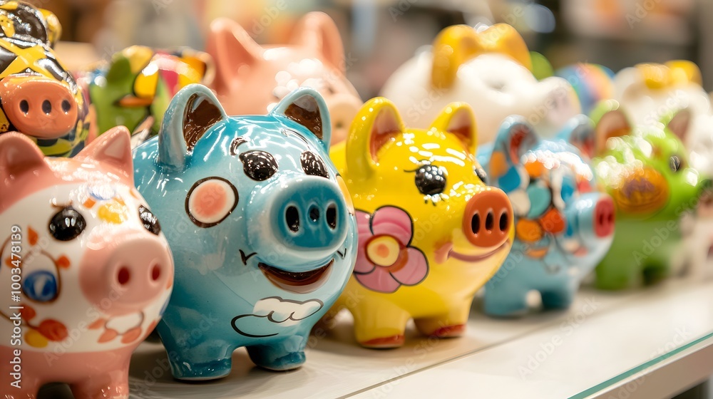 Obraz premium Creative Colourful Piggy Bank