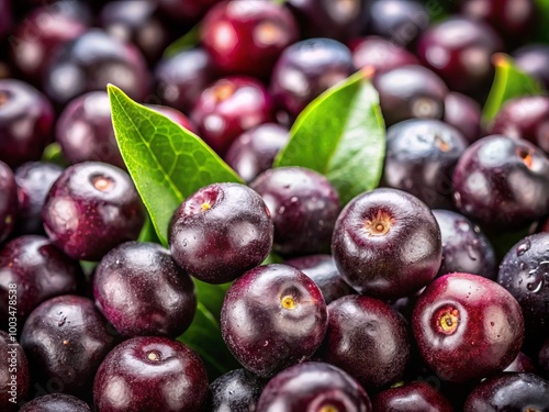 Vibrant and succulent acai berries are showcased against a pristine white backdrop, highlighting their deep hues and