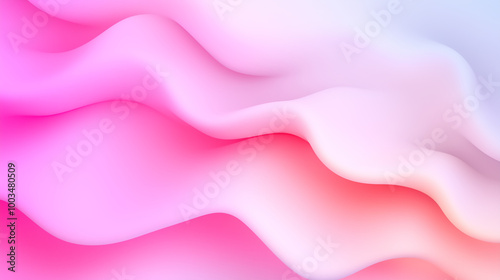 A vibrant and dynamic abstract image featuring flowing waves of pink and white. 