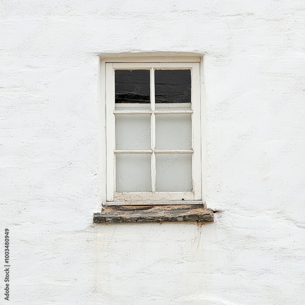 Fototapeta premium White window on a white wall
