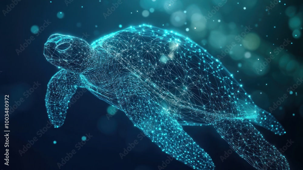 Sea Turtle Wireframe Illustration Sea Turtle Wireframe Illustration
