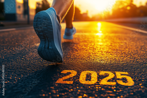 A runner steps into the new year 2025 with determination, symbolizing progress, goals, and the journey ahead..