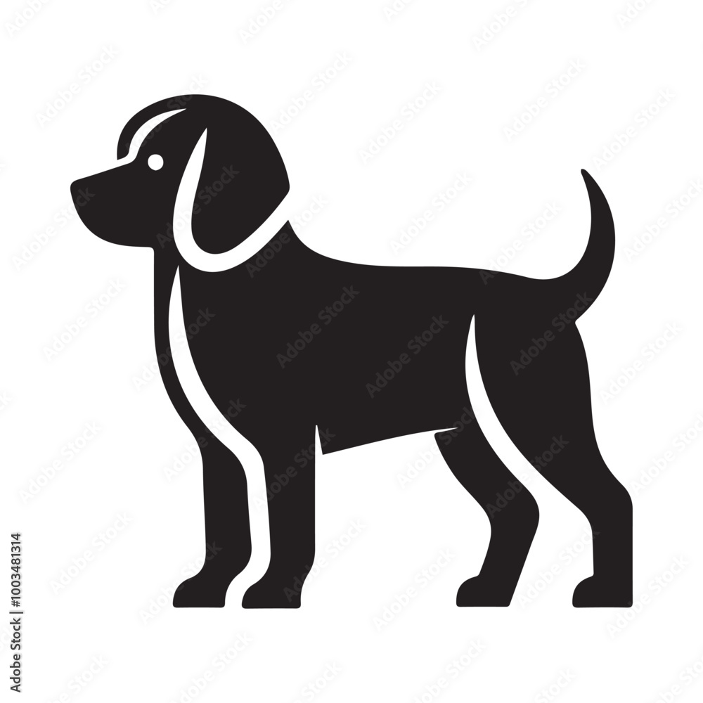 Dog Silhouette Vector Icon of Canine Pet in Simple Black and White Style. Dog Silhouette Vector Icon of Canine Pet in Simple Black and White Style.