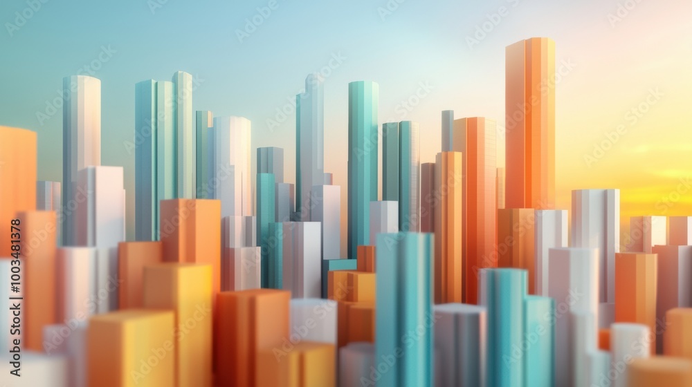 Modern Abstract Cityscape at Sunset Modern Abstract Cityscape at Sunset