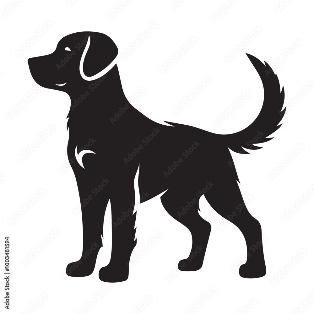 Dog Silhouette Vector Icon of Canine Pet in Simple Black and White Style. Dog Silhouette Vector Icon of Canine Pet in Simple Black and White Style.
