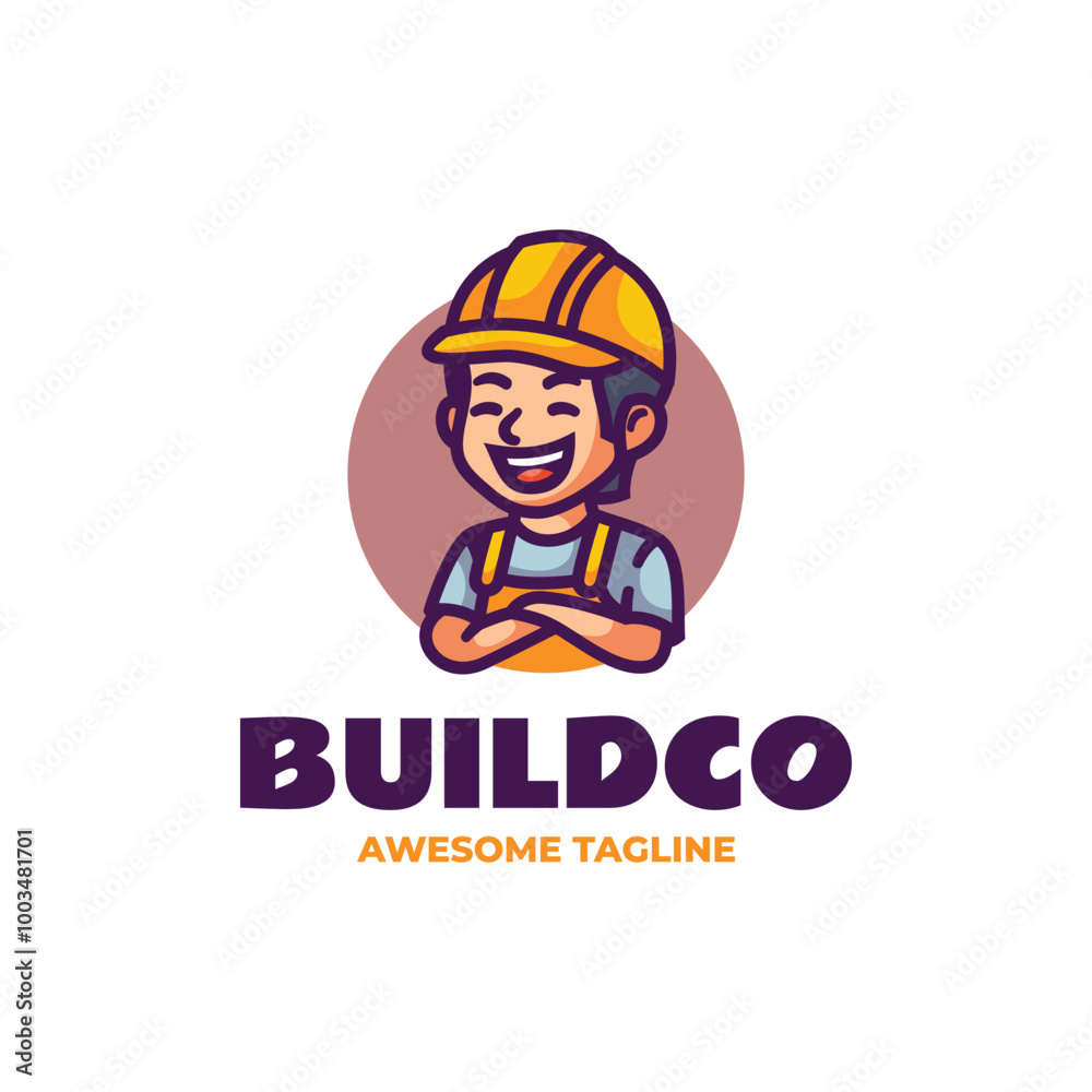 Vector Logo Illustration Buildco Mascot Cartoon Style Vector Logo Illustration Buildco Mascot Cartoon Style
