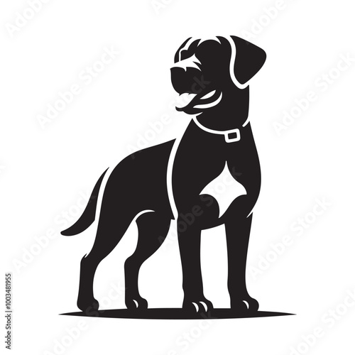 Dog Silhouette Vector Icon of Canine Pet in Simple Black and White Style.