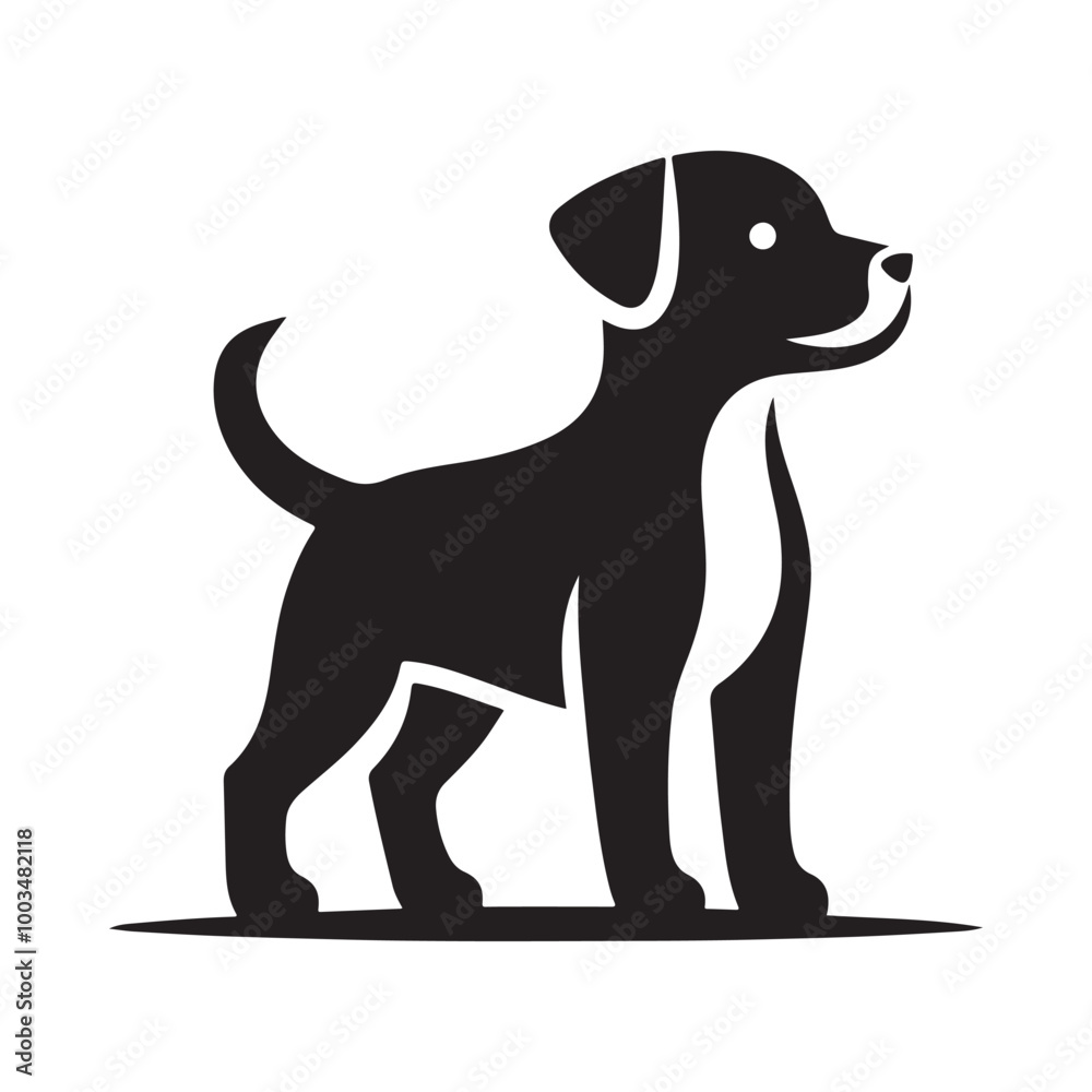 Dog Silhouette Vector Icon of Canine Pet in Simple Black and White Style. Dog Silhouette Vector Icon of Canine Pet in Simple Black and White Style.