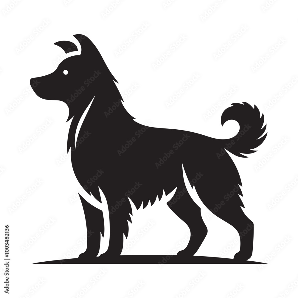 Dog Silhouette Vector Icon of Canine Pet in Simple Black and White Style. Dog Silhouette Vector Icon of Canine Pet in Simple Black and White Style.