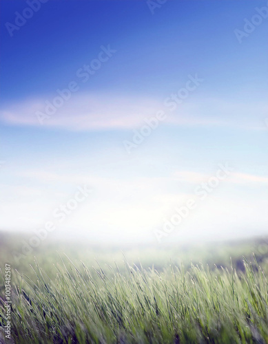 Green Grass Field with Blue Sky