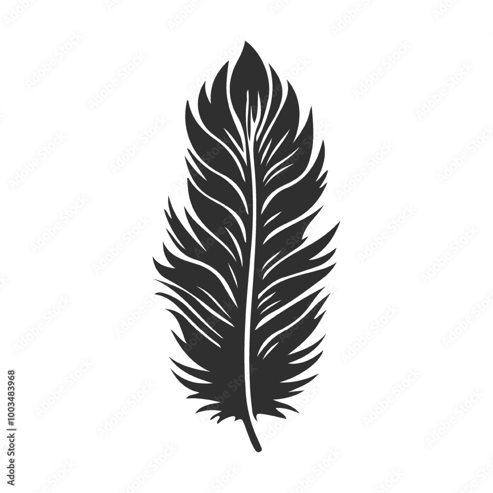 Collection Of Black and White Feather Illustration. Collection Of Black and White Feather Illustration.