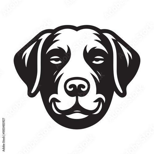 Chesapeake Bay Retriever Dog Face Clipart Design - Dog Face Logo - Chesapeake Bay Retriever Vector illustration in black and white

