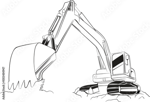 Illustration Excavator Construction Equipment