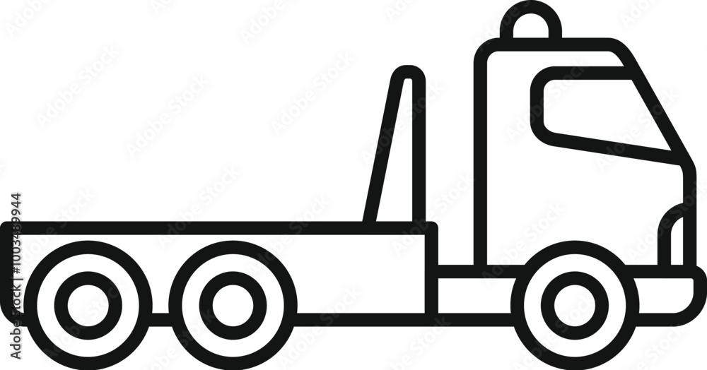 Simple line art icon of a tow truck towing, perfect for topics related to roadside assistance and vehicle breakdowns Simple line art icon of a tow truck towing, perfect for topics related to roadside assistance and vehicle breakdowns