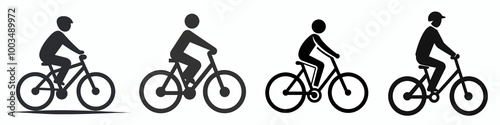 Wallpaper Mural Set of a person riding a bike vector silhouette illustration clip art collection, cycling icon symbol logo bundle Torontodigital.ca