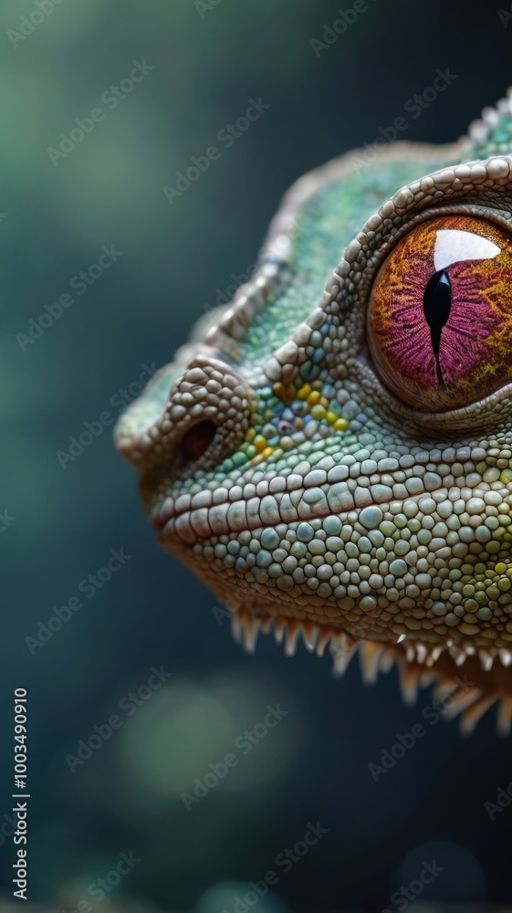 Fototapeta premium Close-up of an iguana's eyes. Portrait photo of an iguana. Amazing scene of wild animals