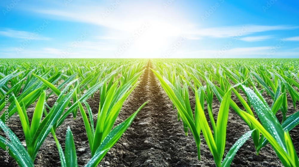 Fertile Green Fields Under Bright Blue Sky Fertile Green Fields Under Bright Blue Sky