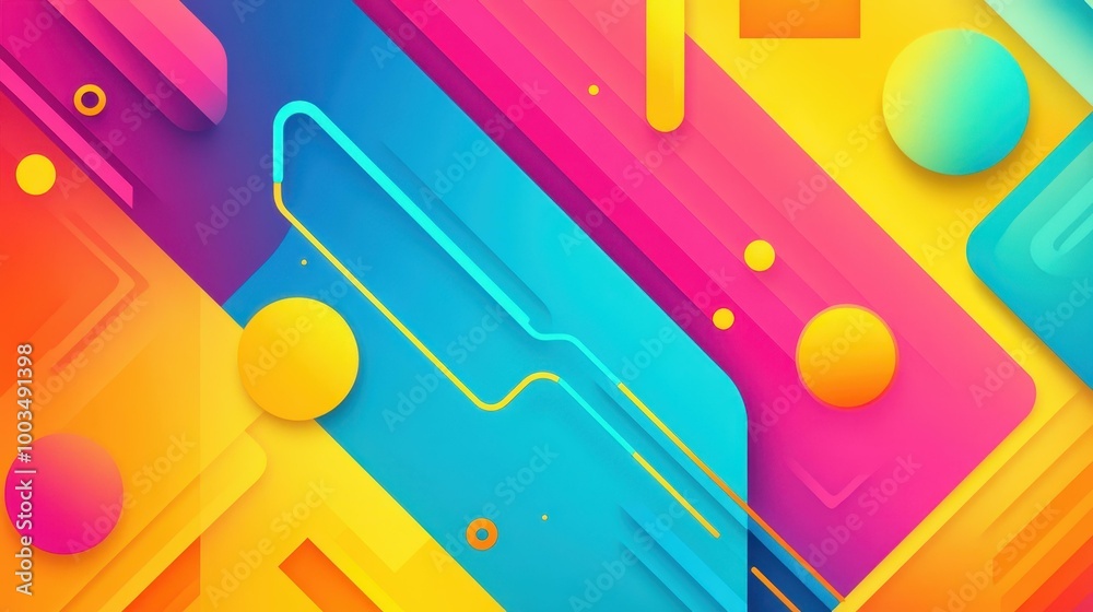 Discover the allure of 2D abstract art featuring geometric shapes and vibrant neon hues on a sleek, textured backdrop. Discover the allure of 2D abstract art featuring geometric shapes and vibrant neon hues on a sleek, textured backdrop.