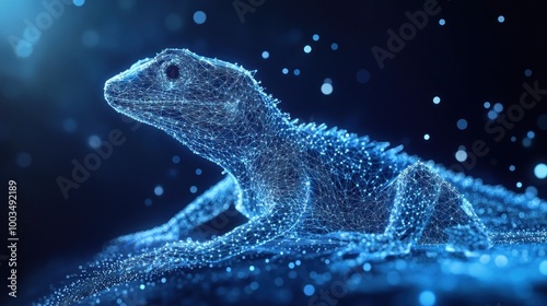 Digital Lizard, A Glowing Abstract Representation of Nature