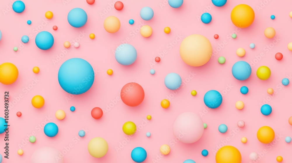 Textured spheres dance on a pink canvas, combining whimsy and minimalist vibes in a striking modern flat illustration. Textured spheres dance on a pink canvas, combining whimsy and minimalist vibes in a striking modern flat illustration.