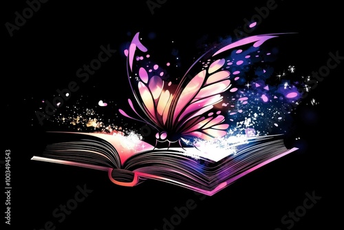 Magical Butterfly Emerging from an Open Book