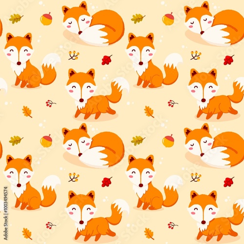 seamless pattern with fox