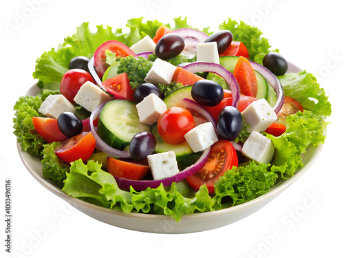 Delicious greek salad isolated on a transparent background