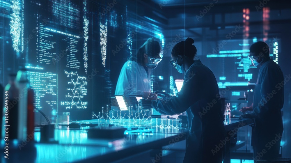 Scientists Working in a High-Tech Laboratory Scientists Working in a High-Tech Laboratory