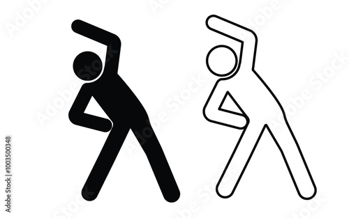 Fitness exercise icon, workout in the gym or at home, sport body pose, flexible fit person, athlete thin line symbol on white background .