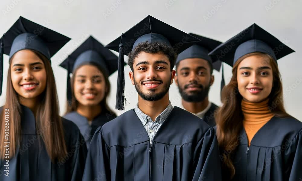 Multi-Ethnic Graduates Isolated on White Background Multi-Ethnic Graduates Isolated on White Background